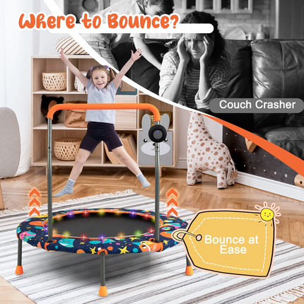 Goplus 36" Trampoline for Kids, Mini Toddler Trampoline with LED Lights, Bluetooth Speaker - GoplusUS