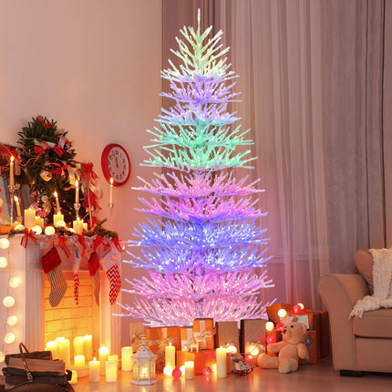 Goplus 7ft Pre-Lit Artificial Christmas Tree with 923 Multicolored LED RGB Lights & Remote