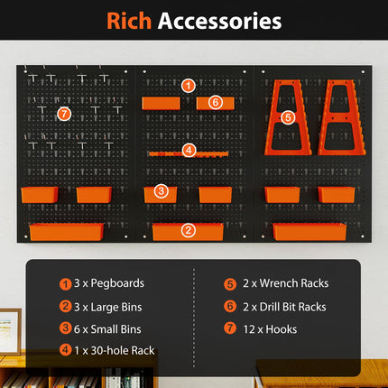Goplus Pegboard Tool Organizing Kit w/ 3 Pegboards & 28 PCs Hanging Accessories