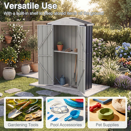 Goplus 4 x 1.3 x 6 FT Outdoor Storage Shed | Heavy-Duty Color Steel Garden Tool Shed