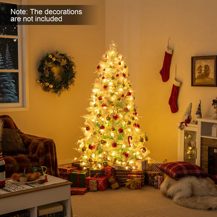 Goplus 6FT / 7FT Pre-Lit Artificial Christmas Tree with White Twig