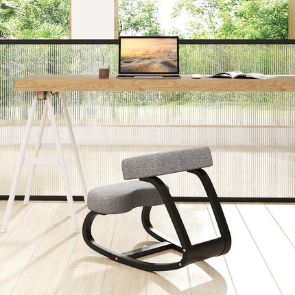 Goplus Ergonomic Kneeling Chair, Rocking Upright Posture Chair with Soft Seat & Knee Pads, Gray and Black