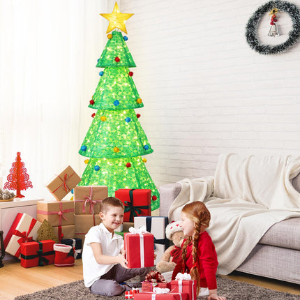 Goplus 6.5FT Pull-Up Christmas Tree with 200 Warm White LED Lights