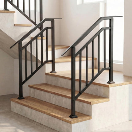 Goplus 3-Step Galvanized Metal Hand Rails with Adjustable Angle (2 Pack)