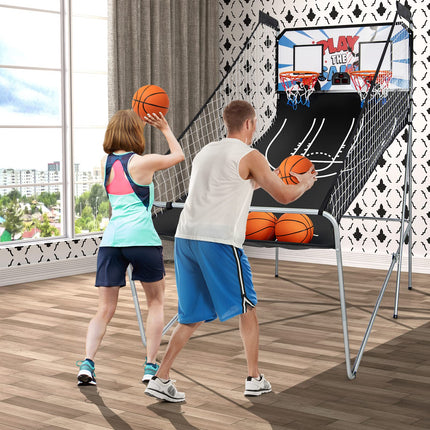 Goplus Foldable Dual Shot Basketball Arcade Game, Indoor Outdoor Basketball Game Machine