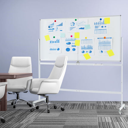 Goplus 72" x 36" Rolling Whiteboard with Stand and Aluminum Alloy Frame