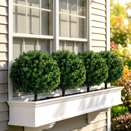 Goplus 27" Artificial Boxwood Topiary Trees Set of 2 with Ground Spikes