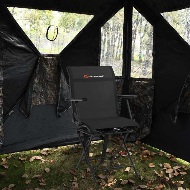 Goplus Hunting Chair, 360-Degree Swivel Hunting Blind Chair with Carrying Strap