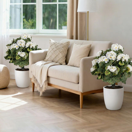 Goplus 22.5” Artificial Begonia Ball Trees Set of 2 with Ground Spikes & 22 Flowers