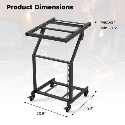 Goplus Adjustable Rack Mount Rolling Stage Cart with Lockable Wheels