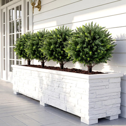 Goplus 27.5" Artificial Cypress Topiary Trees Set of 2 Faux Topiary Bushes Shrubs