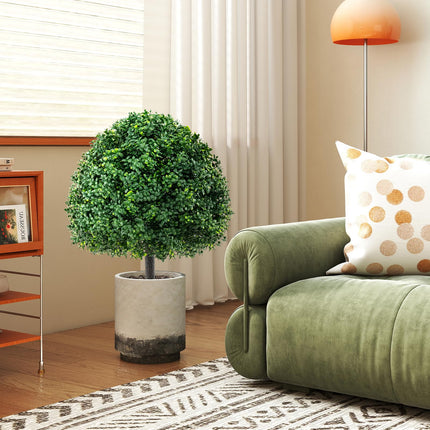 Goplus 28 Inches Artificial Boxwood Topiary Ball Tree Faux Bushes with Ground Spike