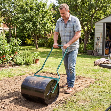 Goplus Lawn Roller 16 Gallon Water/Sand Filled Garden Drum Roller(16 by 20-Inch)