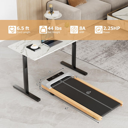 Walking Pad, Wooden Under Desk Treadmill for Home and Office - Goplus