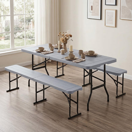 Goplus 6FT Folding Bench Plastic Portable Bench w/Carrying Handle(1/2)