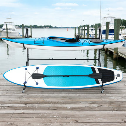 Goplus Freestanding Kayak Storage Rack for 2 Kayaks | SUP & Canoe Holder for Indoor & Outdoor