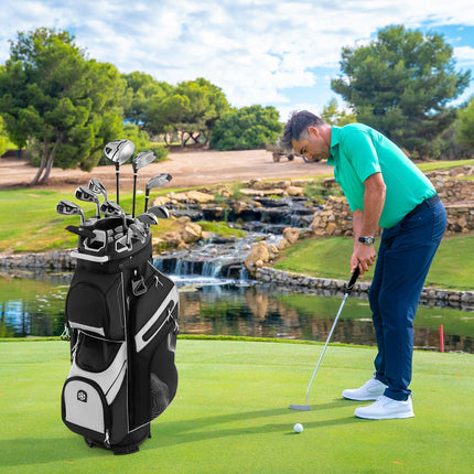 Goplus Lightweight Golf Cart Bag | Molded Lock Top Golf Club Bag for Men Women