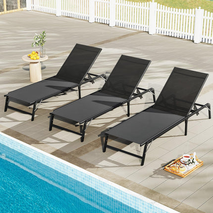 Goplus Outdoor Patio Lounge Chairs with 5-position Adjustable Backrest