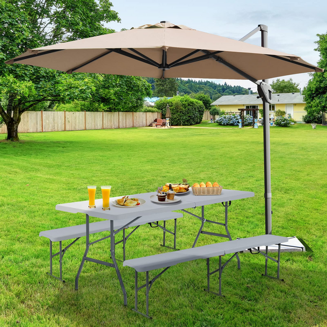 Goplus 6 Feet Plastic Folding Bench, Portable Foldable Bench Seat with 550 lbs Capacity - GoplusUS