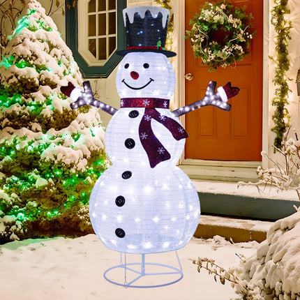 Goplus 6 FT Lighted Christmas Snowman w/ 180 Cold White LED Lights