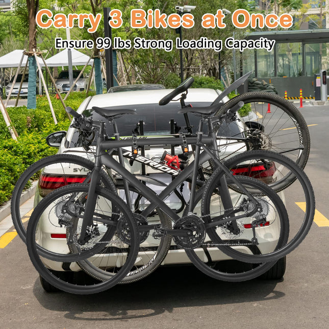 Goplus 3-Bike Mounted Rack, Trunk Mount Bike Rack with Adjustable Length and Angle