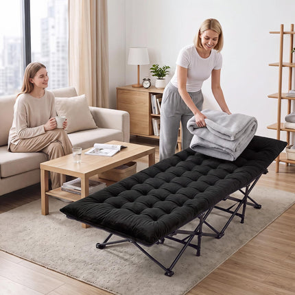 Goplus Camping Cot for Adults with Soft Padded Mat  | Heavy-Duty Folding Portable Oxford Sleeping Bed