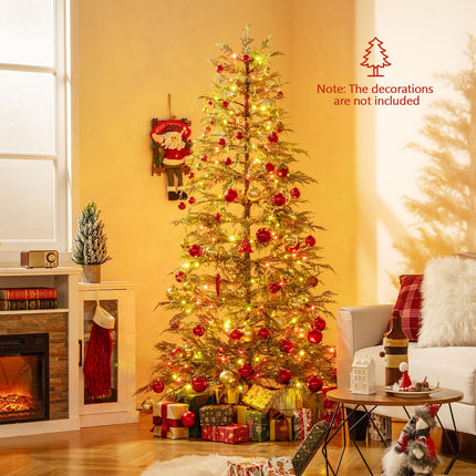 Goplus 6.5FT / 7.5FT Pre-Lit Artificial Christmas Tree | Hinged Sparse Xmas Fir Tree