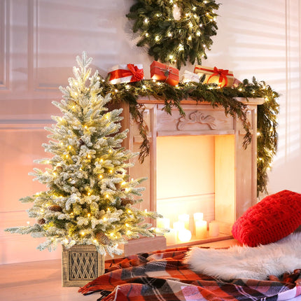 Goplus 4 FT Pre-lit Entrance Christmas Tree with 100 LED Lights 15 Pine Cones & Vintage Base