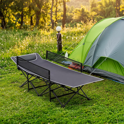 Goplus Foldable Kids Camping Cot | Portable Trave Cot Bed with Guardrail for Outdoor Indoo