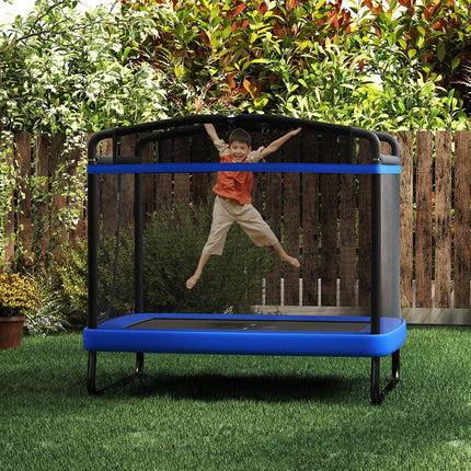 Goplus 6 x 4 FT Rectangle Kids Trampoline with Swing and Gymnastics Bar