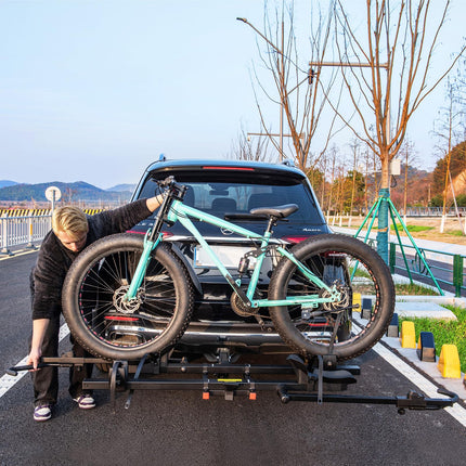 Goplus 2” Hitch Mount Bike Rack, 2 Bikes Platform Style Carrier w/Tilt-able Design for Easy Trunk Access