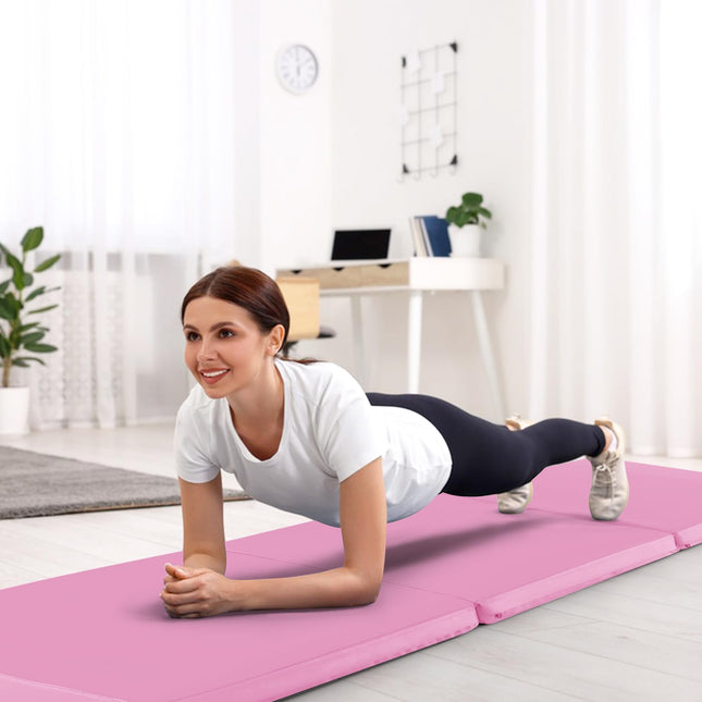 Goplus 6’ x 2’ x 2’’ Thick Tri-Fold Exercise Tumbling Mat w/Carrying Handles
