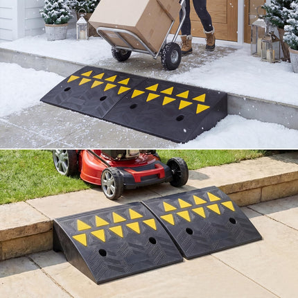 Goplus 2 Pcs Heavy-Duty Rubber Curb Ramp 15 Ton Load Capacity 5" Rise