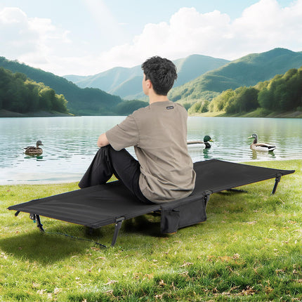 Goplus Portable Camping Cot w/Sturdy Aluminum Alloy Frame & Carrying Bag