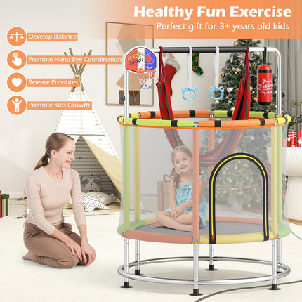 Goplus 55" Toddler Trampoline w/ Hammock Basketball Hoop & Punching Bag