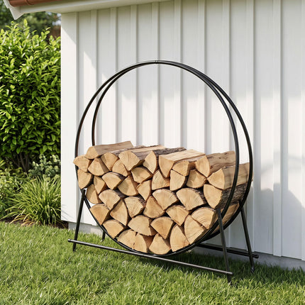 Goplus 45" Round Firewood Rack Heavy-Duty Metal Log Holder | 485 LBS Capacity