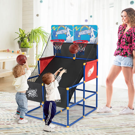 Goplus Kids Basketball Arcade Game, Dual Shot Basketball Game for 2 Players with 4 Balls & Inflation Pump - GoplusUS