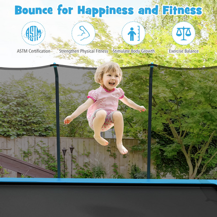 Goplus 8FT x 14FT Rectangular Trampoline, 440LBS Bearing Recreational Trampolines w/ Enclosure Net & Non-Slip Ladder - GoplusUS