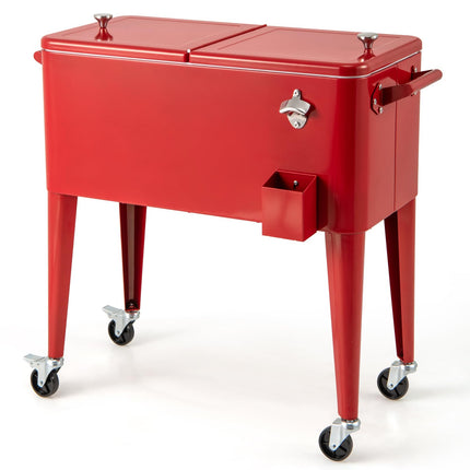 Goplus 80-Quart Outdoor Cooler Cart with Wheels for Patio Backyard