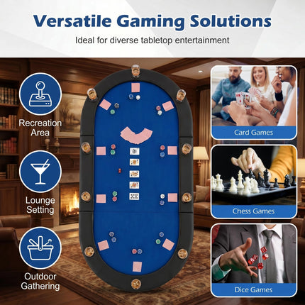 Goplus 84"x42" Foldable Poker Table Top 10 Players w/Cup Holders