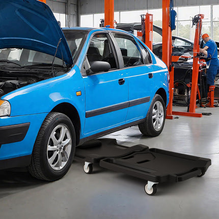 Goplus 43 Inches Mechanic Creeper with Padded Headrest & Tool Trays 350 LBS Max Load