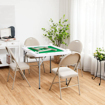 35" Folding Mahjong Table | Portable Square Poker Table w/Wear-Resistant PVC Desktop - GoplusUS