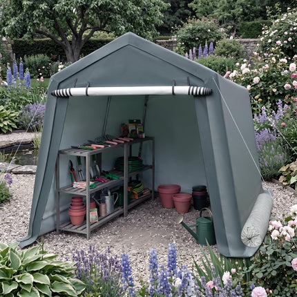 Goplus Outdoor Storage Shed | Patio Garage Carport w/ Roll-Up Zipper Door