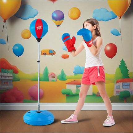 Goplus Height Adjustable Kids Workout Equipment with Boxing Stand & Boxing Gloves