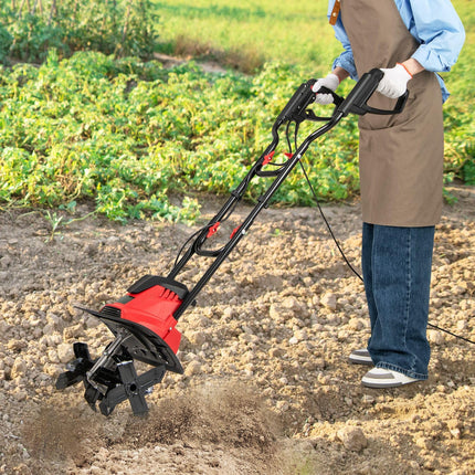 Goplus 10 Amp Powerful Foldable Garden Rototiller w/ 14 Inch Tilling Width & 9 Inch Working Depth