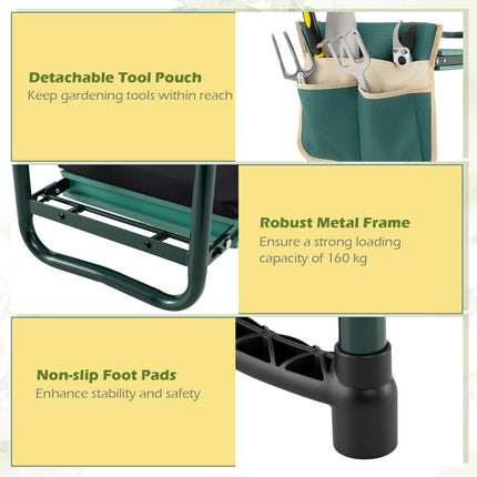 Goplus 11" Wide 2-in-1 Foldable Garden Kneeler and Seat for Seniors