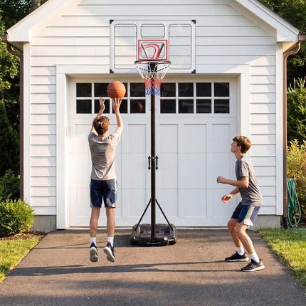 Goplus 4.1-10 FT Adjustable Portable Basketball Goal System w/Shatterproof PC Backboard