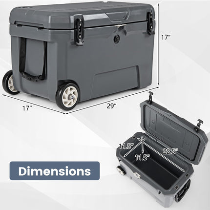 Goplus 52QT Cooler with Wheels with 6-Day Ice Retention Pull Handle & 2 Cup Holders