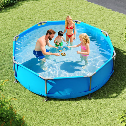 Goplus 8.5'x6'x26'' Metal Frame Above Ground Swimming Pool( 10' Round 1158 Gal )