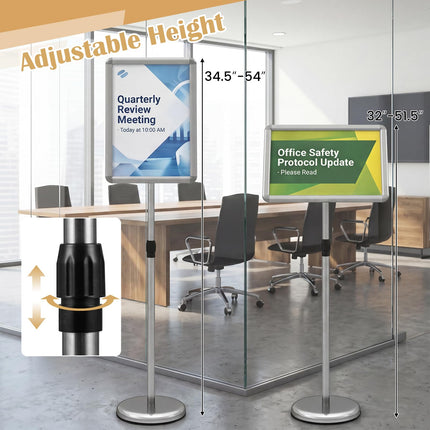 Goplus 11 x 17 Inch Sign Holder Stand with Snap-Open Frame & 360° Rotation